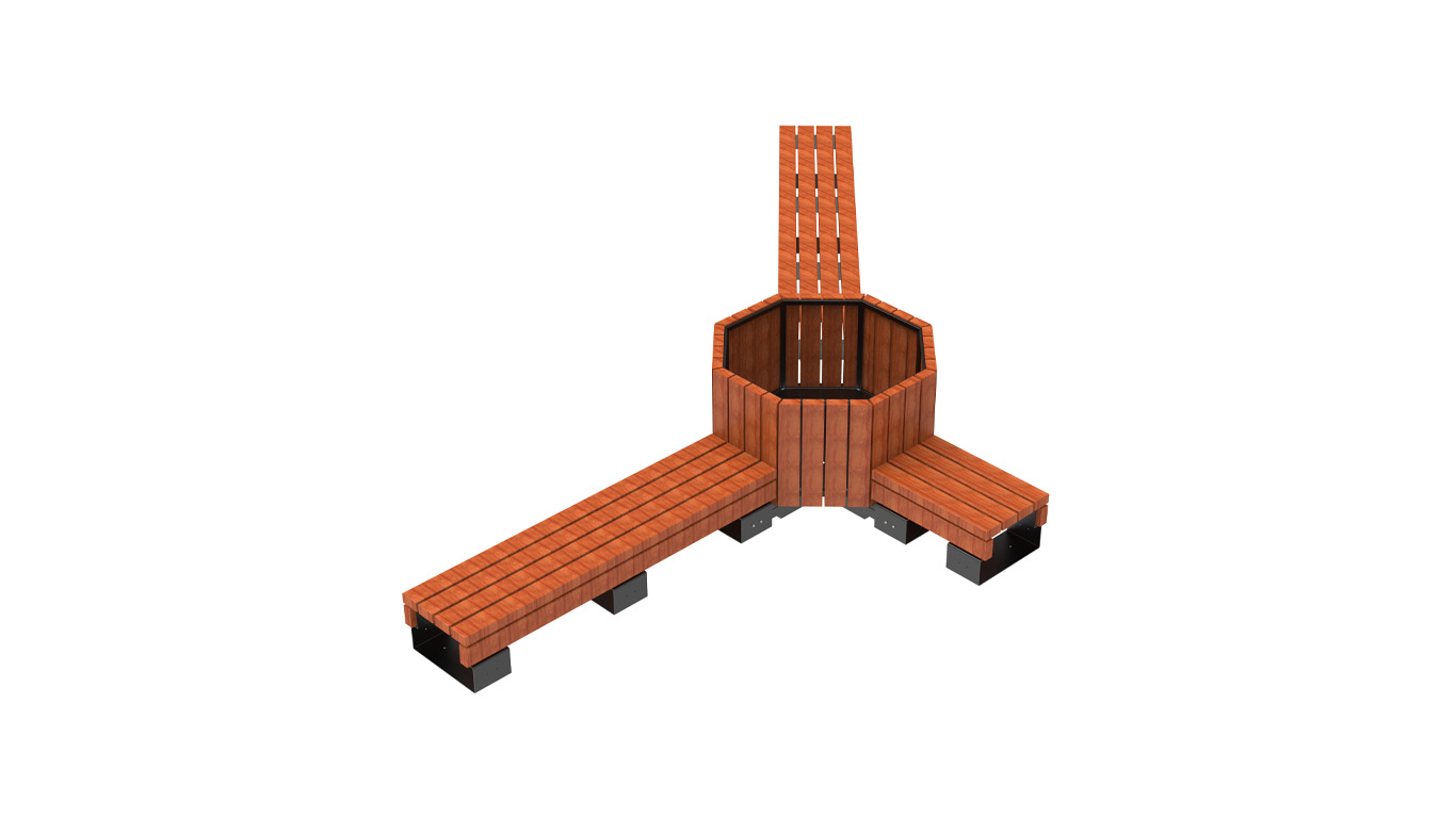 Sols uz metāla kājām COMBO MKD C ar puķu kasti,MK Dizains