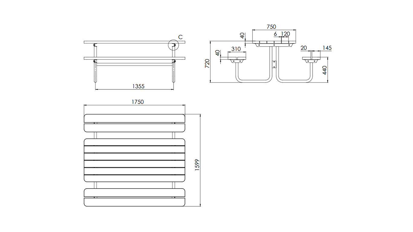 Piknika galds 562 1750x1599x720 mm,MK Dizains